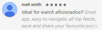 Wristwatch News Android App - five star reviews on Google Play Store